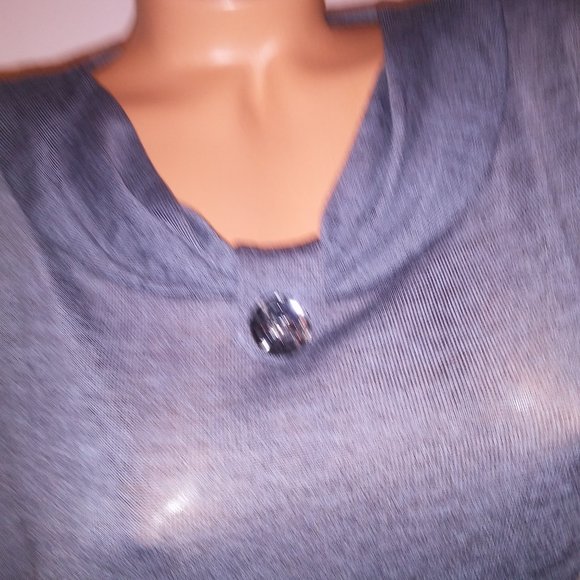 Annabelle Sweater‎ Womens Solid Gray Dolman Sleeve Scoop Neck Lightweight Button - Picture 4 of 7